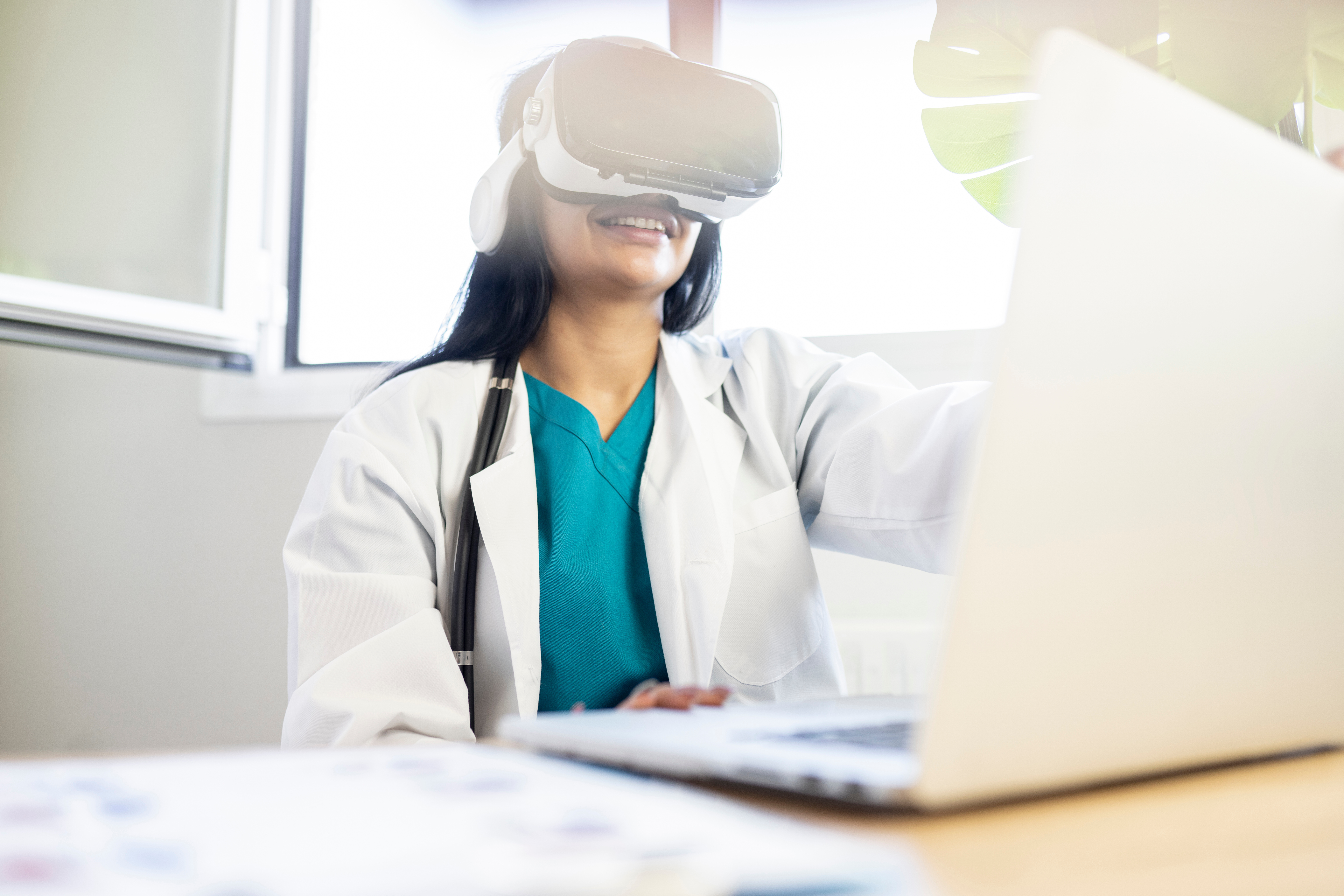 Healthcare professional using VR