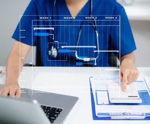 Healthcare professional creating a monthly plan to track continuing education and license renewal requirements