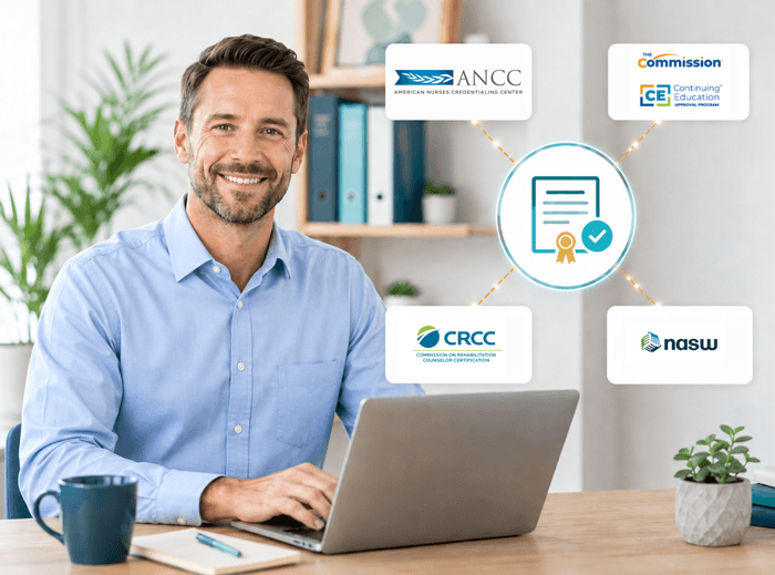 Multi-credential healthcare CE courses for CRC, CCM, RN, and social work professionals.