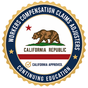 California workers’ compensation claims adjuster continuing education approval seal for CareerSmart Learning